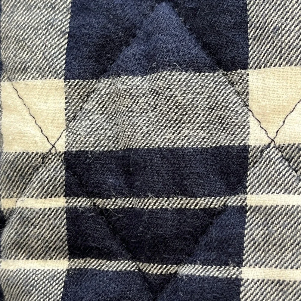 Croft & Barrow Womens XL Navy Blue White‎ Plaid Quilted Zip Front Puffer Vest